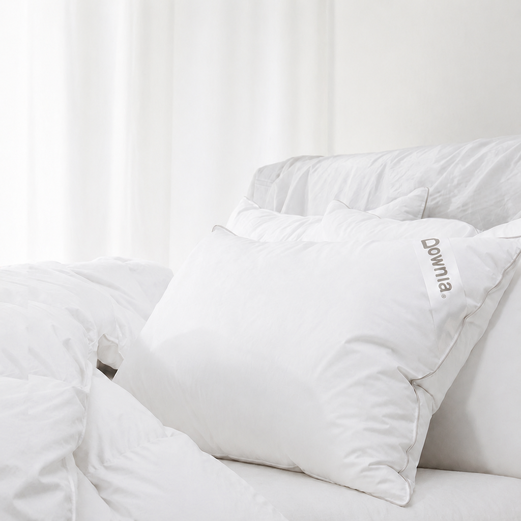 Silk 95% White Goose Down Pillow with Tri‑Layer Neck Support and Five‑Star Hotel Comfort, Low/Medium/High