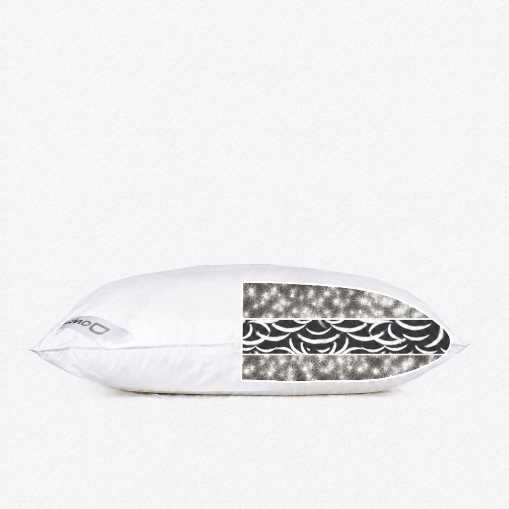Five‑Star Hotel Goose Down Pillow with Tri‑Chamber Neck Support for Side Sleeping, Queen 29.1"x18.9"