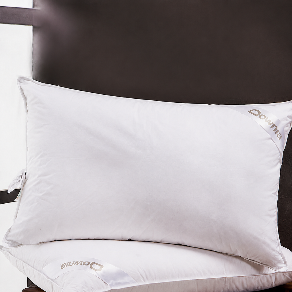 Five‑Star Hotel Goose Down Pillow with Tri‑Chamber Neck Support for Side Sleeping, Queen 29.1"x18.9"