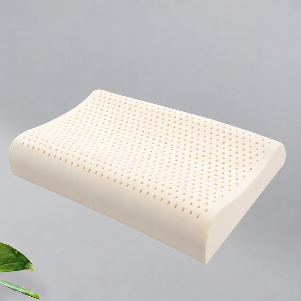 Heated Thai Natural Latex Contour Pillow Pair for Cooling, Supportive Neck Alignment, Low/Medium/High