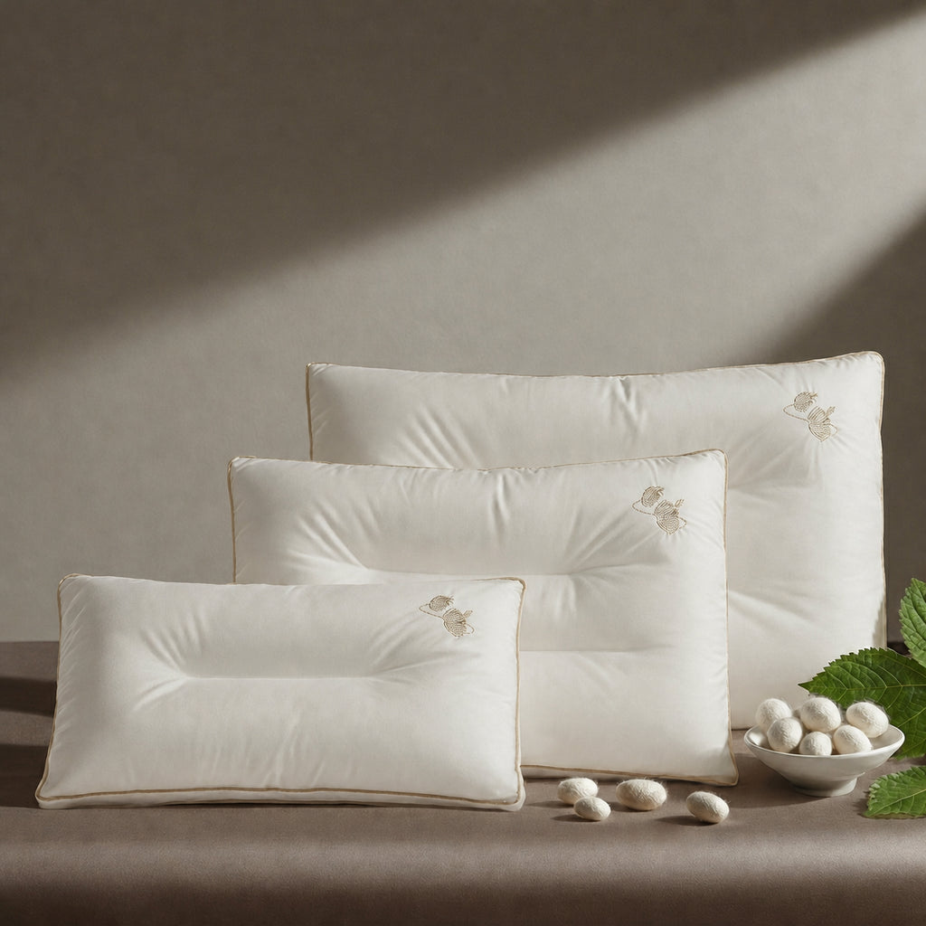 Cloud-Soft Mulberry Silk Pillow with Ergonomic Neck Support for Adults, Students, and Kids, Adult/Student/Child