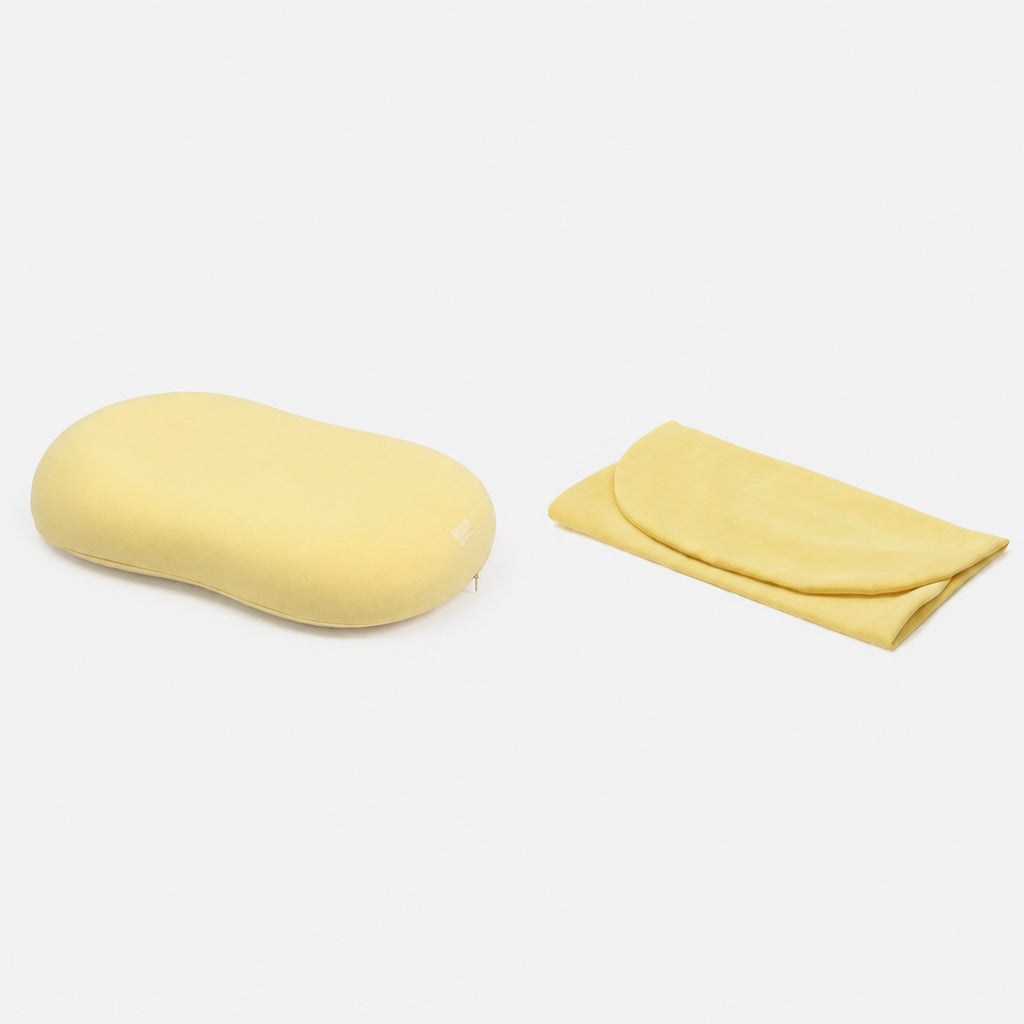 Heated Cat-Belly Ergonomic Memory Cervical Pillow for Side Sleeping, Yellow/Yellow Pillowcase, 2.8"x3.5"