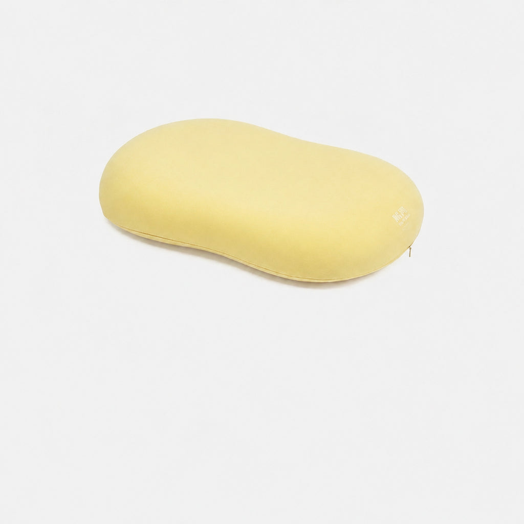 Heated Cat-Belly Ergonomic Memory Cervical Pillow for Side Sleeping, Yellow/Yellow Pillowcase, 2.8"x3.5"