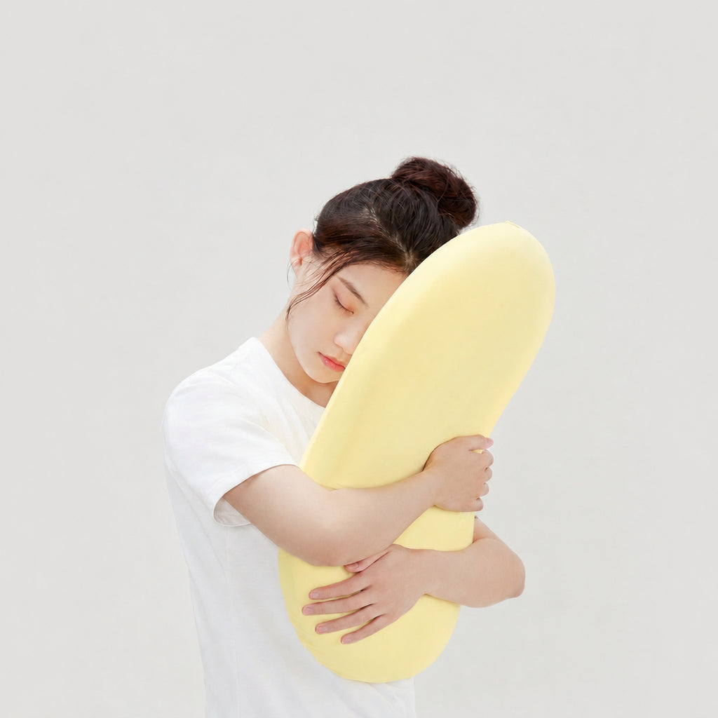 Heated Cat-Belly Ergonomic Memory Cervical Pillow for Side Sleeping, Yellow/Yellow Pillowcase, 2.8"x3.5"