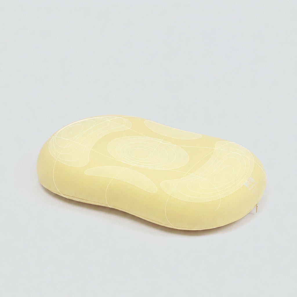 Heated Cat-Belly Ergonomic Memory Cervical Pillow for Side Sleeping, Yellow/Yellow Pillowcase, 2.8"x3.5"