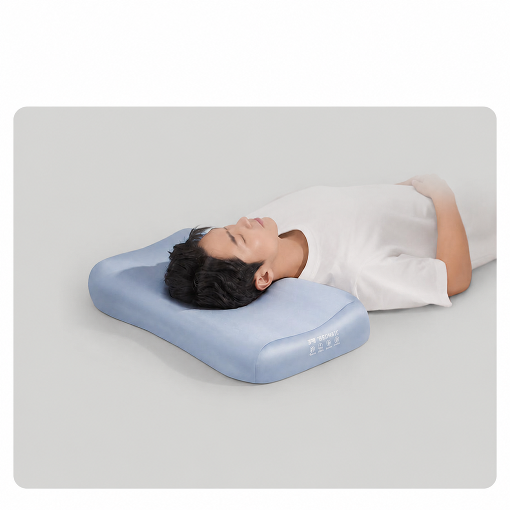 Cooling Memory Foam Cervical Pillow for Side Sleeping, Pink/Blue