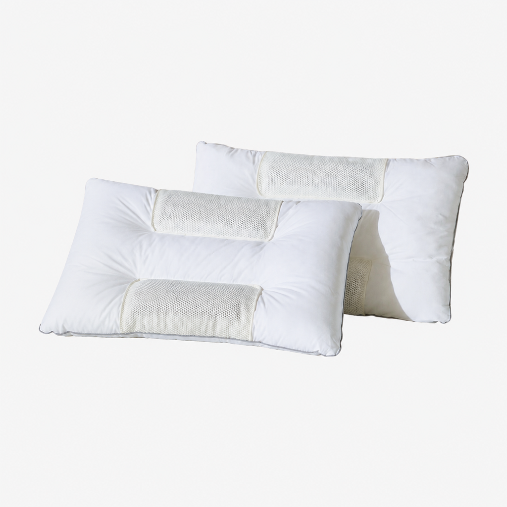 Cooling Neck Support Pillow Pair for Side Sleeping, Herbal/Low/Medium/High