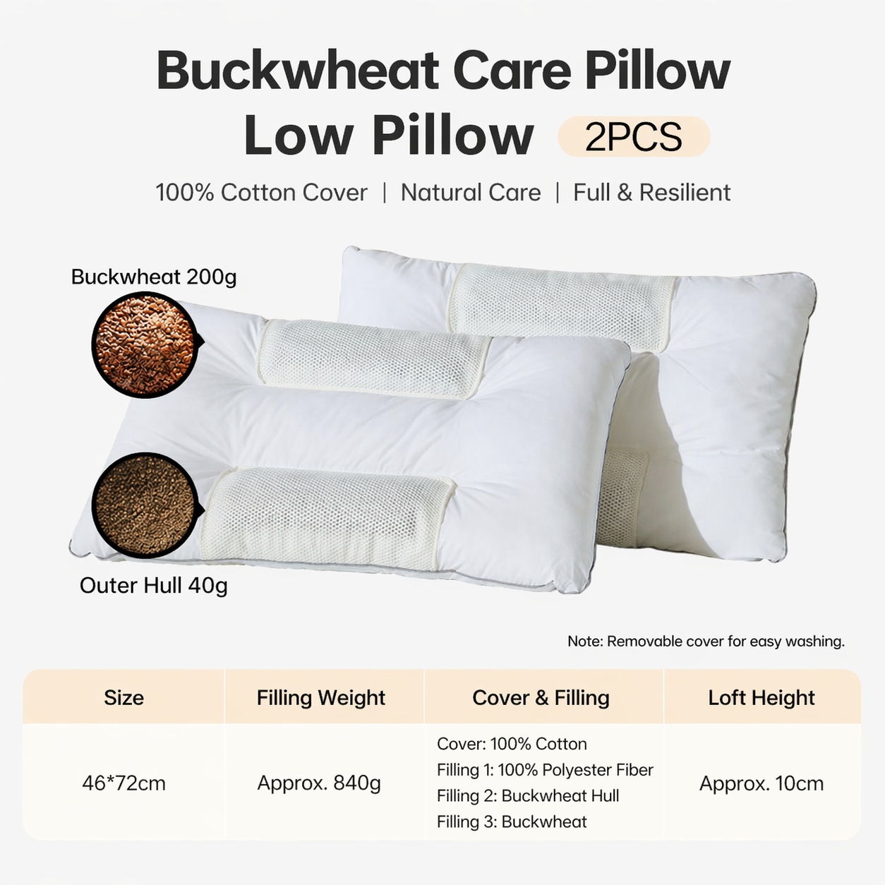 Neck Support Pillow Pair