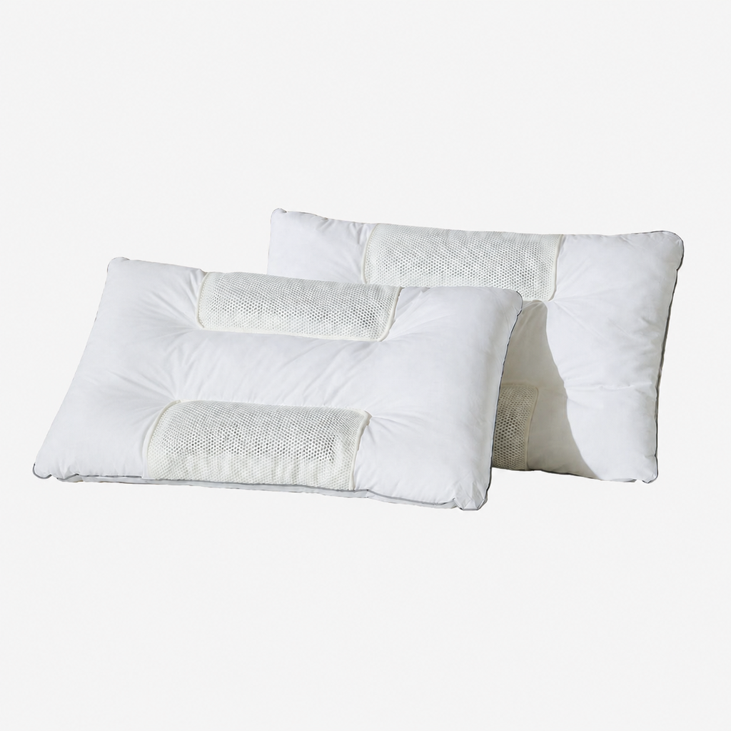 Cooling Neck Support Pillow Pair for Side Sleeping, Herbal/Low/Medium/High