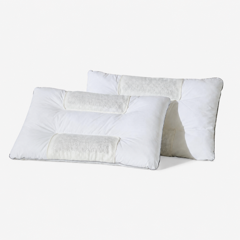 Cooling Neck Support Pillow Pair for Side Sleeping, Herbal/Low/Medium/High