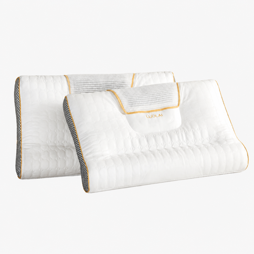 Cooling Neck Support Pillow Pair for Side Sleeping, Herbal/Low/Medium/High