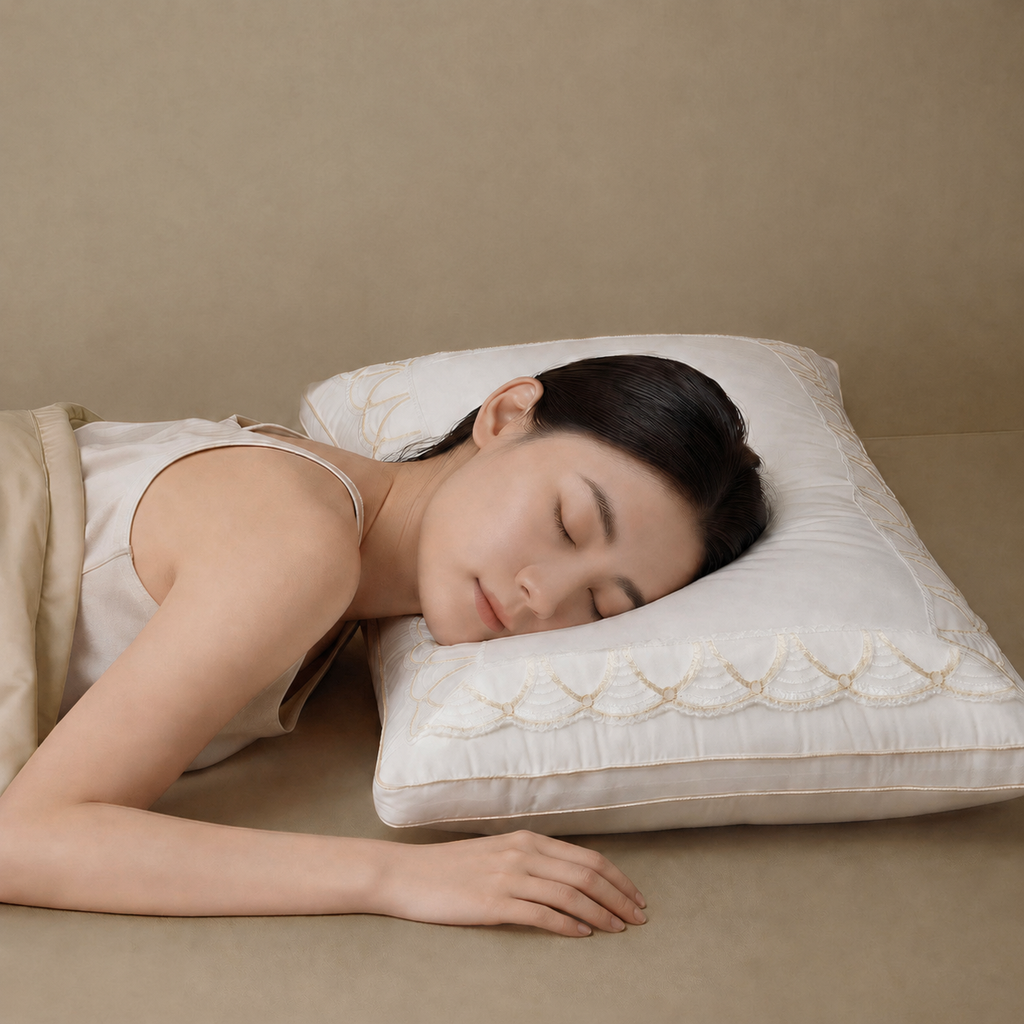 Cooling Silk‑Infused Cotton Pillow Set with Dual‑Layer Loft and Ergonomic Neck Cradle for Side Sleeping, Multiple Types