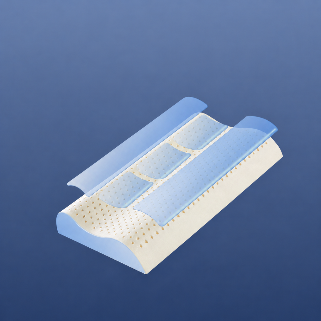 Cooling Natural Latex Contour Cervical Pillow for Side Sleeping, Wave Low/Wave Medium/Wave High