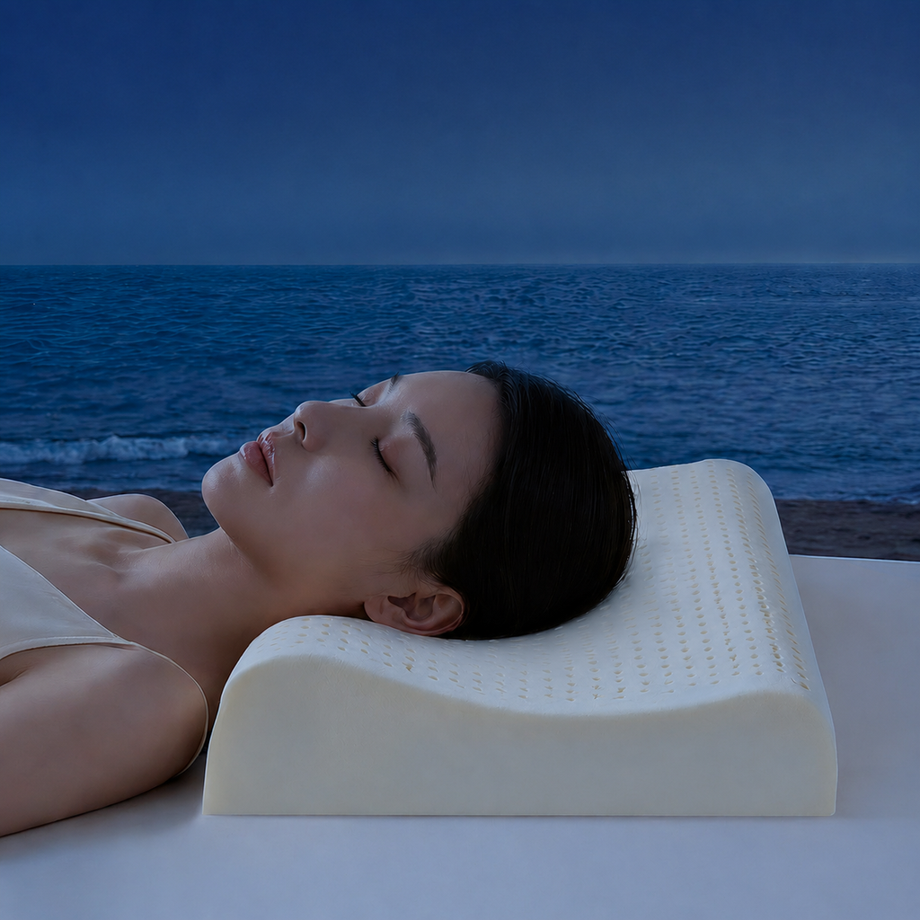 Cooling Natural Latex Contour Cervical Pillow for Side Sleeping, Wave Low/Wave Medium/Wave High