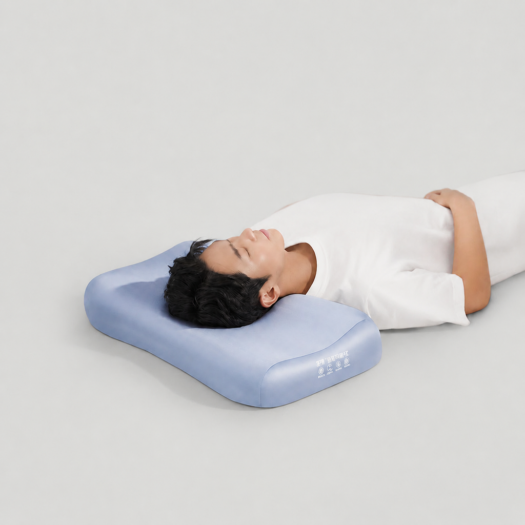 Memory Foam Cervical Support Sleep Pillow for Neck Support, Blue/Pink