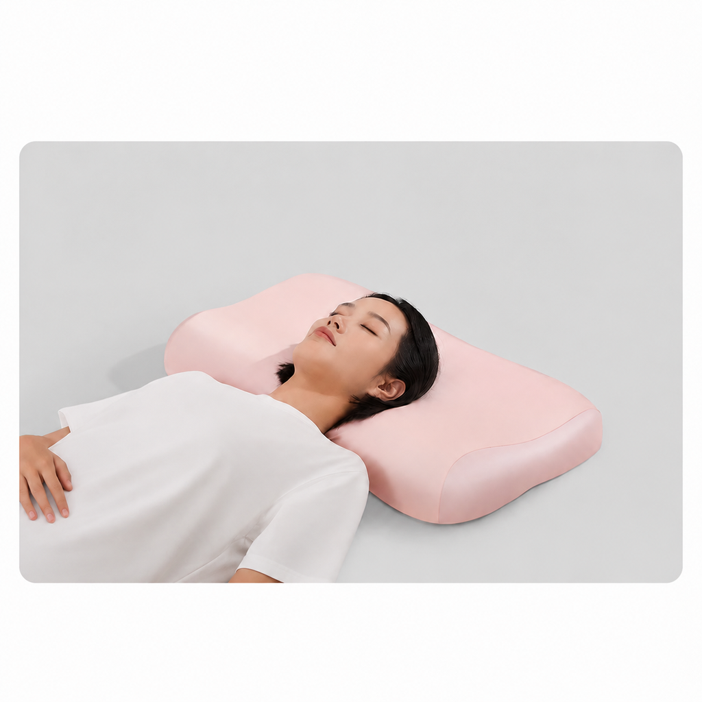 Memory Foam Cervical Support Sleep Pillow for Neck Support, Blue/Pink