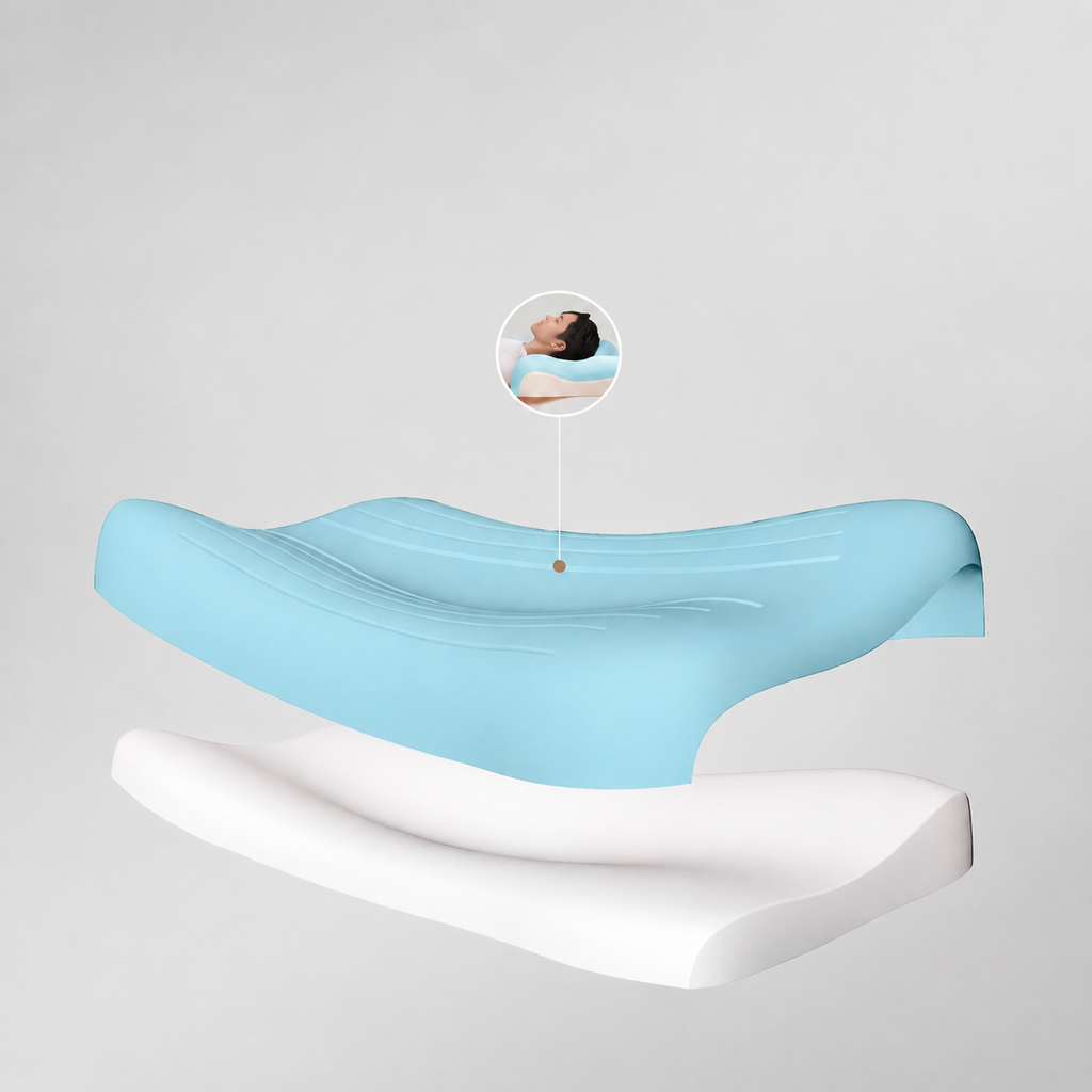 Memory Foam Cervical Support Sleep Pillow for Neck Support, Blue/Pink