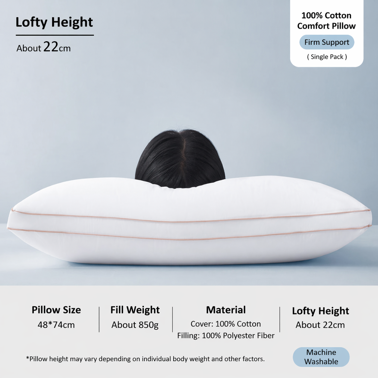 Cloud-Soft Antibacterial Cotton Pillow