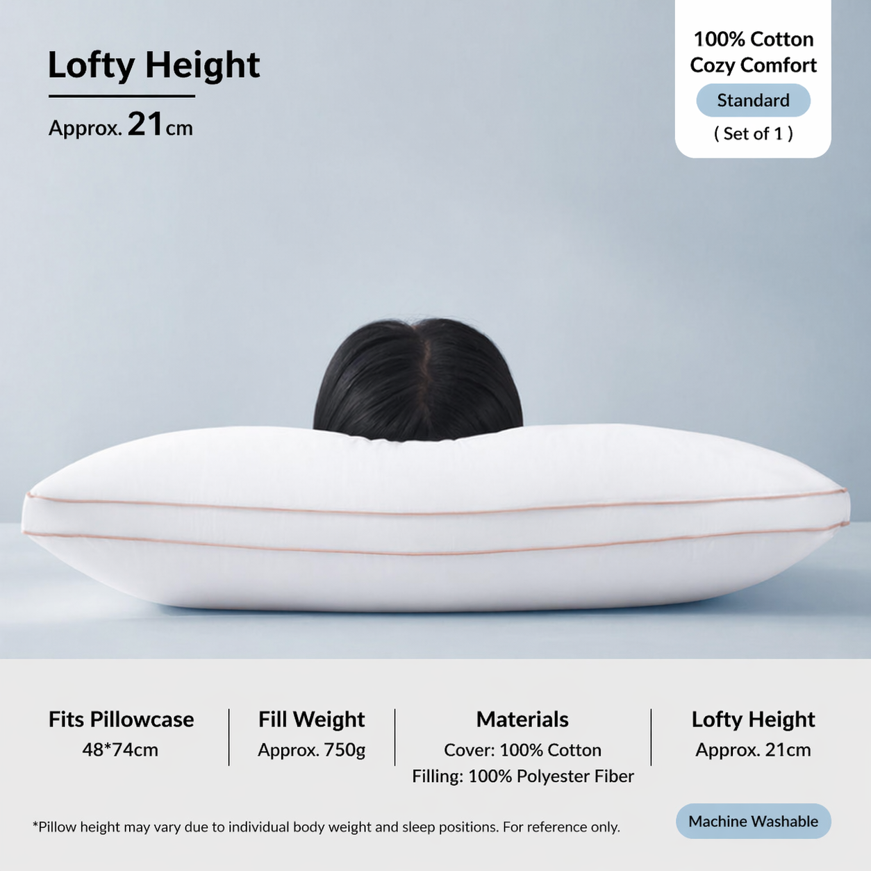 Cloud-Soft Antibacterial Cotton Pillow