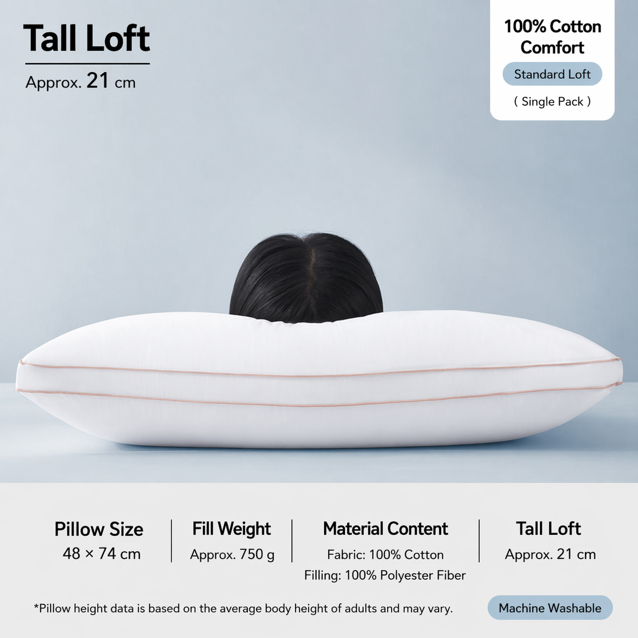 Cloud-Soft Antibacterial Cotton Pillow