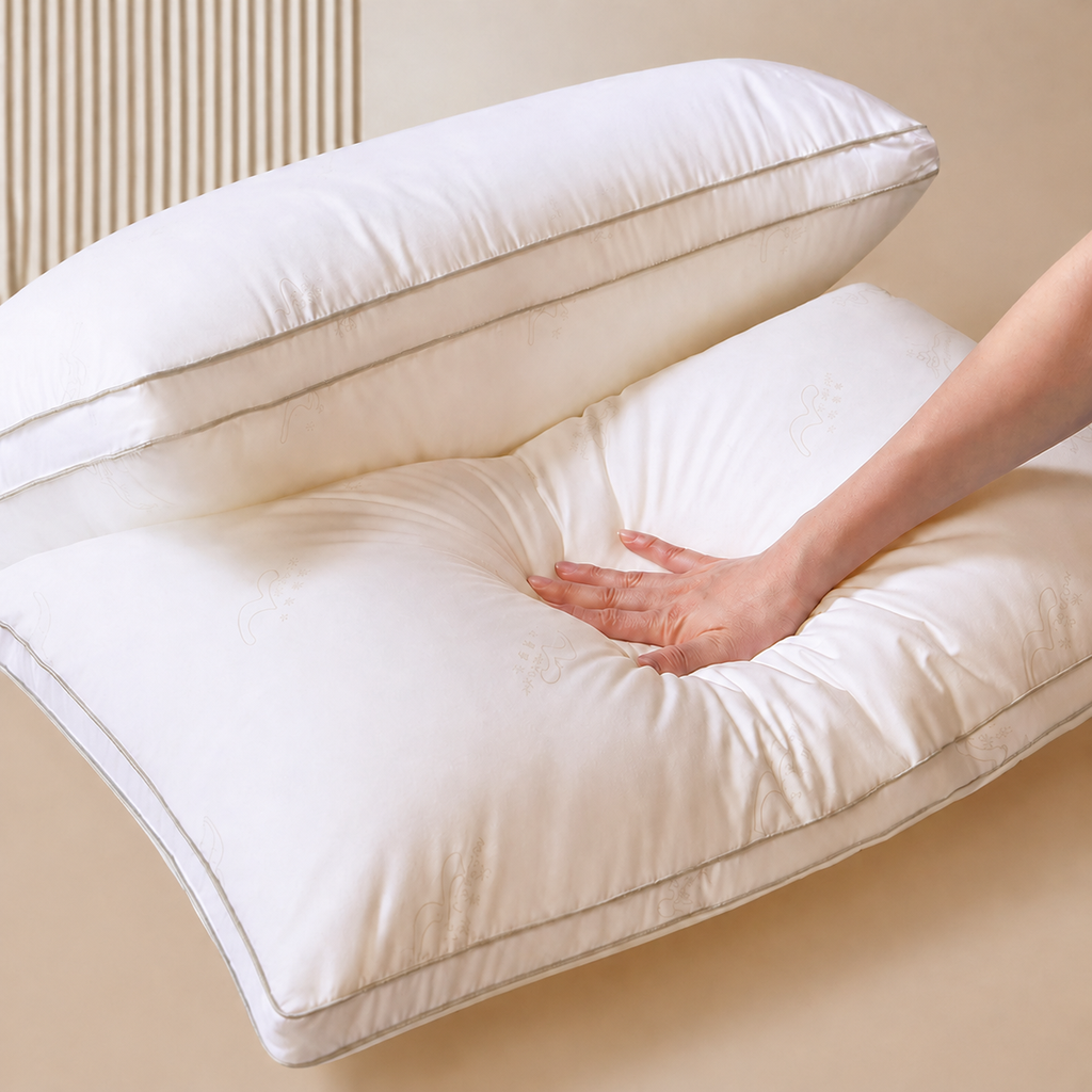 Silk Cloud-Soft Antibacterial & Anti‑Mite Cotton Cervical Pillow for Quiet, Clean Sleep, Multiple Styles