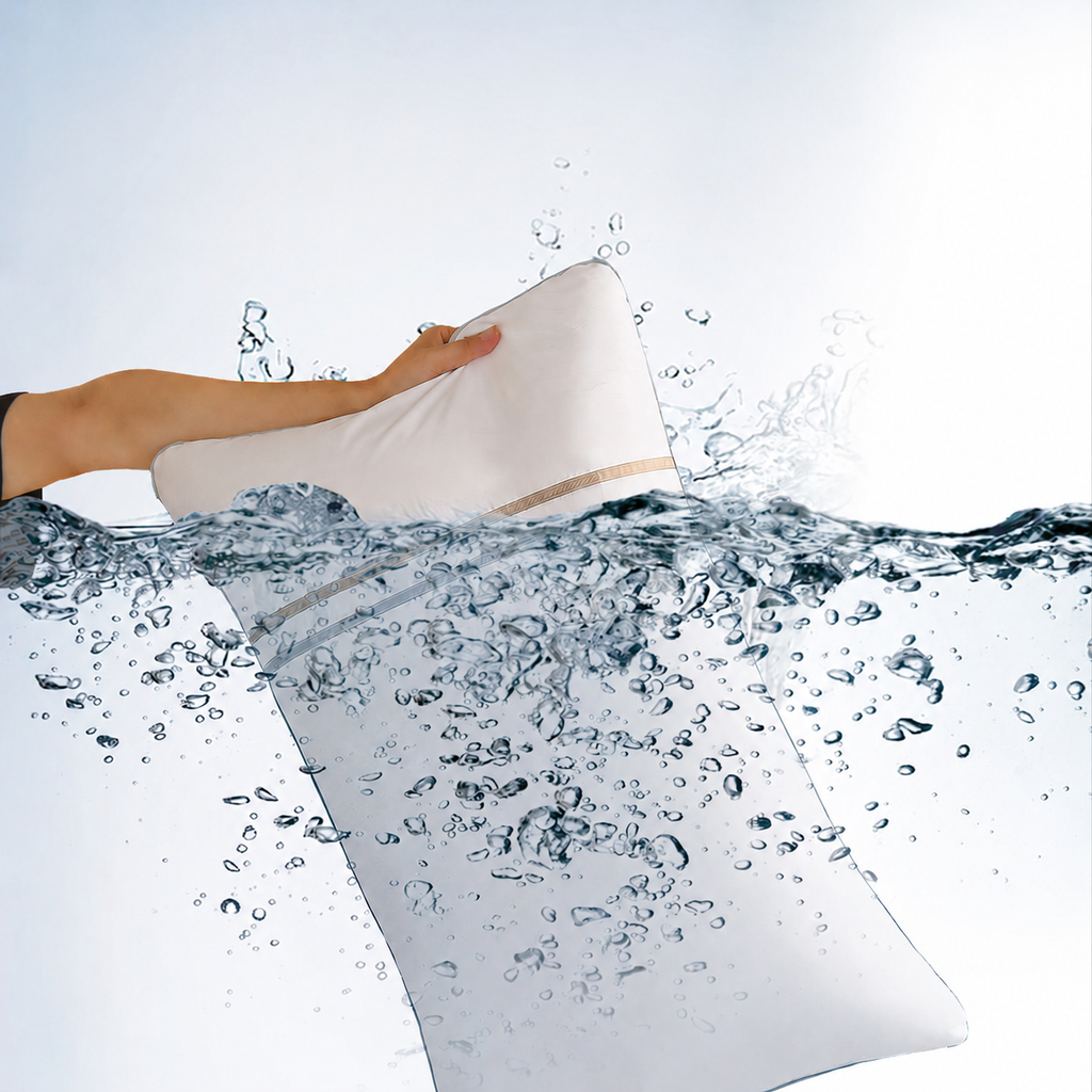 Triple-Guard Washable Pillow—Waterproof, Stain-Repellent, Antibacterial Neck Support for Deeper Rest, Low 1.2 in/Medium 2.4 in/High 2.8 in