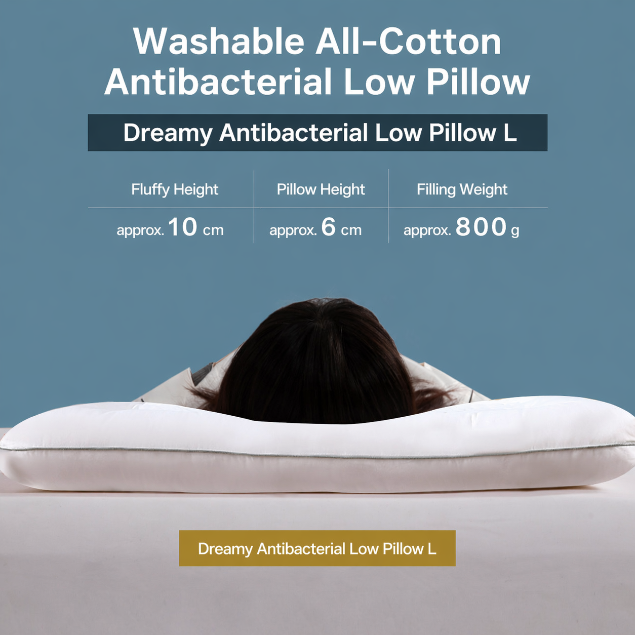 Low-Profile Antibacterial Cotton Pillow