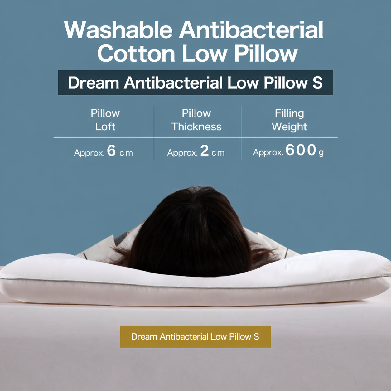 Low-Profile Antibacterial Cotton Pillow