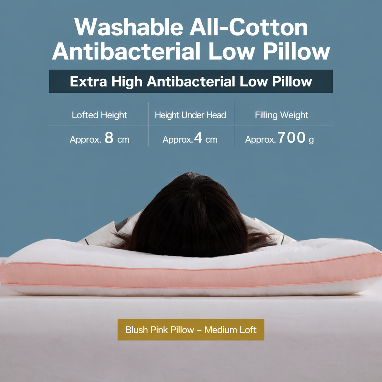 Low-Profile Antibacterial Cotton Pillow