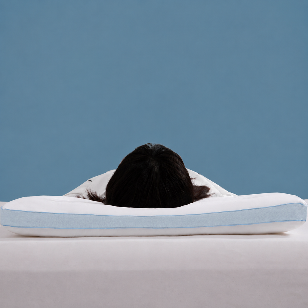 Cooling Low-Profile Antibacterial Cotton Cervical Pillow for Neck Support, Low/Medium/High