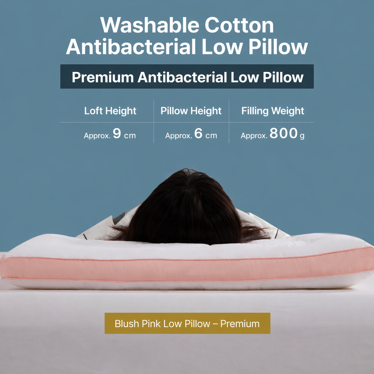 Low-Profile Antibacterial Cotton Pillow