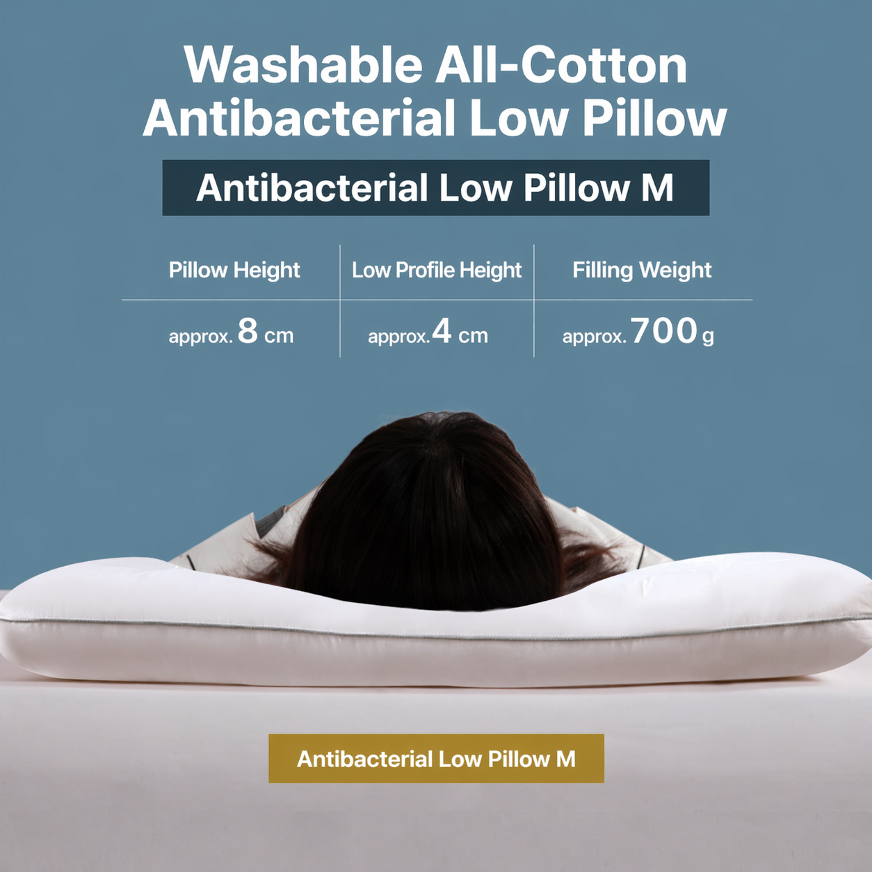 Low-Profile Antibacterial Cotton Pillow