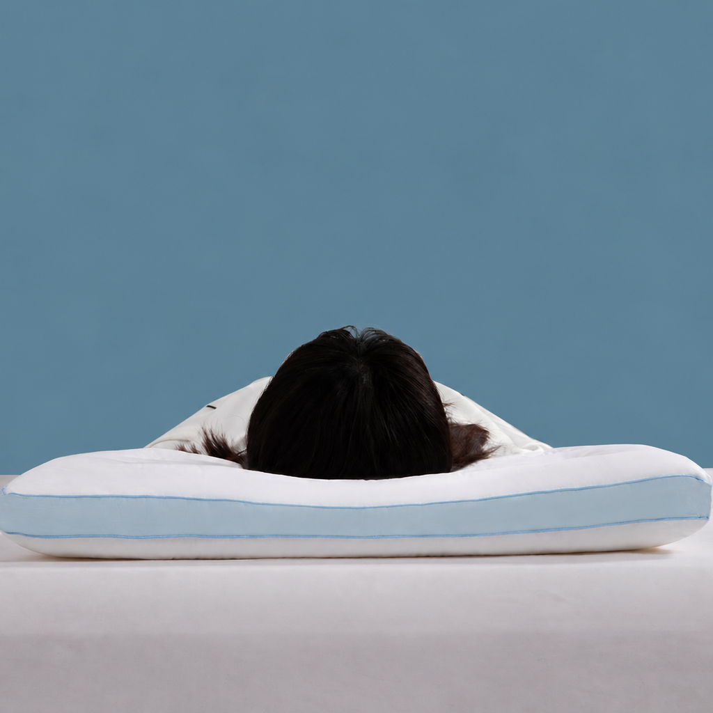 Cooling Low-Profile Antibacterial Cotton Cervical Pillow for Neck Support, Low/Medium/High
