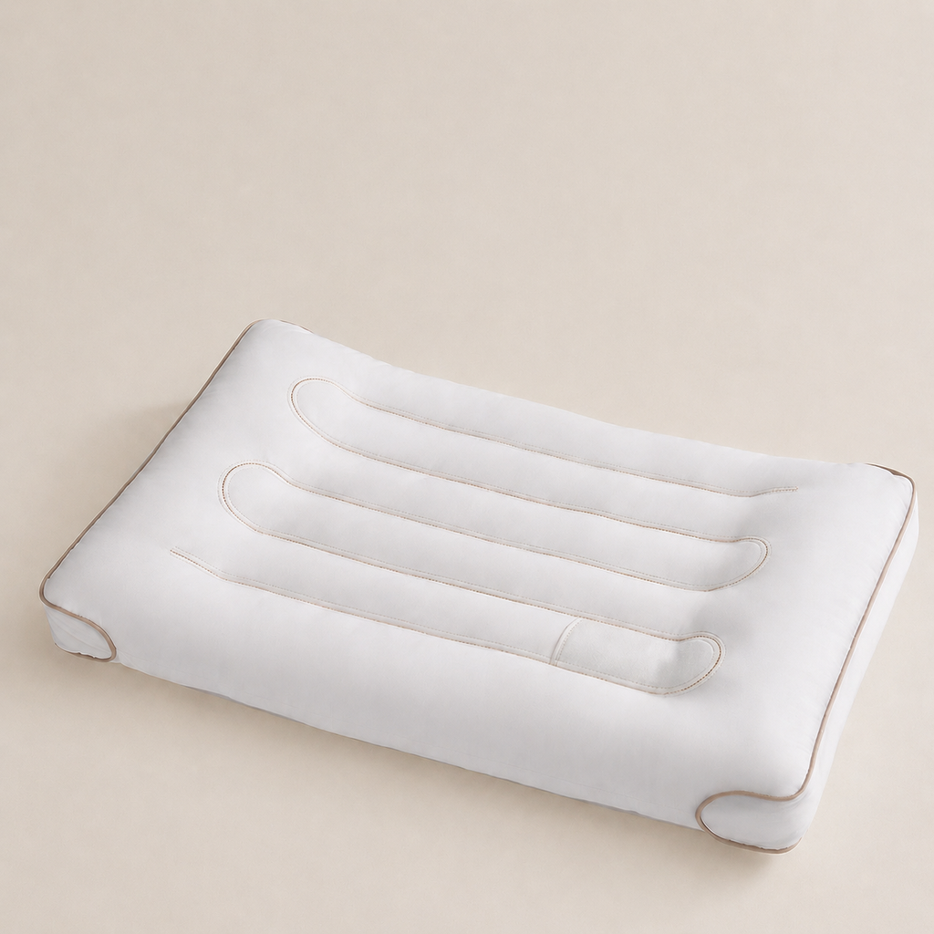 Cooling Low-Profile Antibacterial Cotton Cervical Pillow for Neck Support, Low/Medium/High