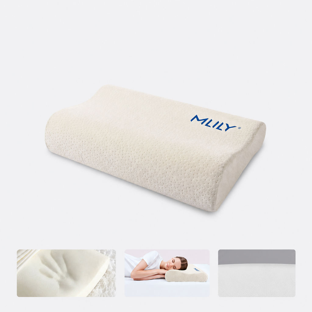 Cervical Memory Foam Pillow for Side Sleeping, White
