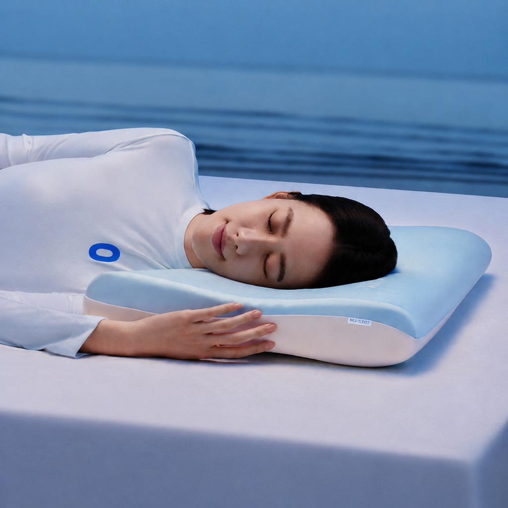 Memory Foam Deep Sleep Cervical Pillow Pro for Side Sleeping, Blue