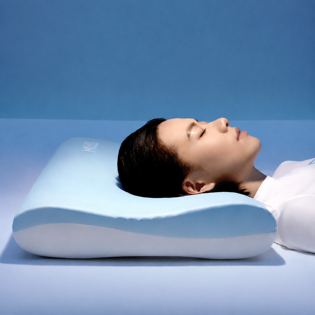 Memory Foam Deep Sleep Cervical Pillow Pro for Side Sleeping, Blue