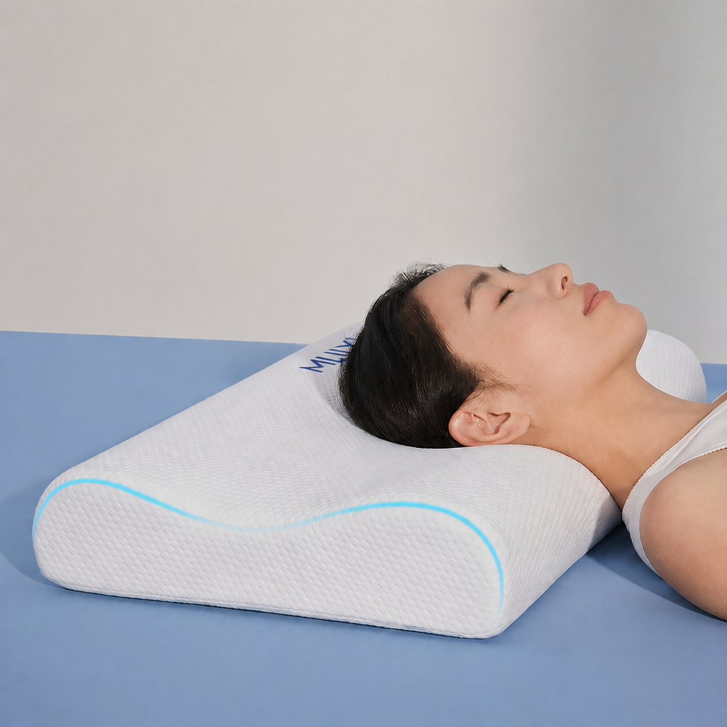 Cooling Contour Memory Foam Cervical Pillow for Side Sleeping, Low 5/3.1x20x12 in/Regular 7/3.9x20x12 in/Long 8/3.9x24x12 in