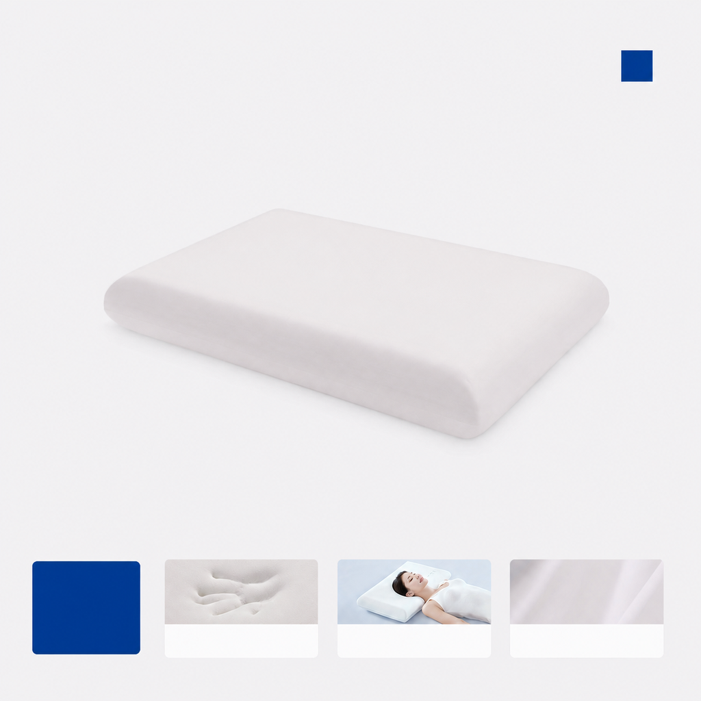 Cooling Wide-Surface Zero-Pressure Memory Foam Cervical Pillow for Deeper Summer Sleep, White