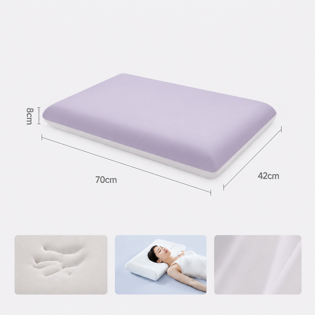 Cooling Wide-Surface Zero-Pressure Memory Foam Cervical Pillow for Deeper Summer Sleep, White