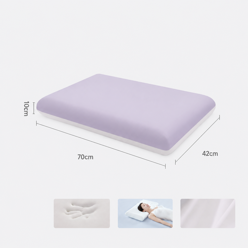 Cooling Wide-Surface Zero-Pressure Memory Foam Cervical Pillow for Deeper Summer Sleep, White
