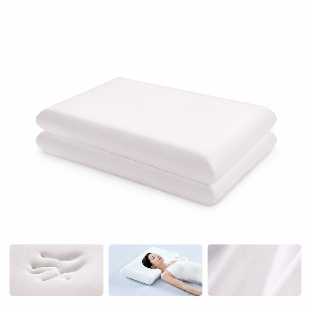Cooling Wide-Surface Zero-Pressure Memory Foam Cervical Pillow for Deeper Summer Sleep, White