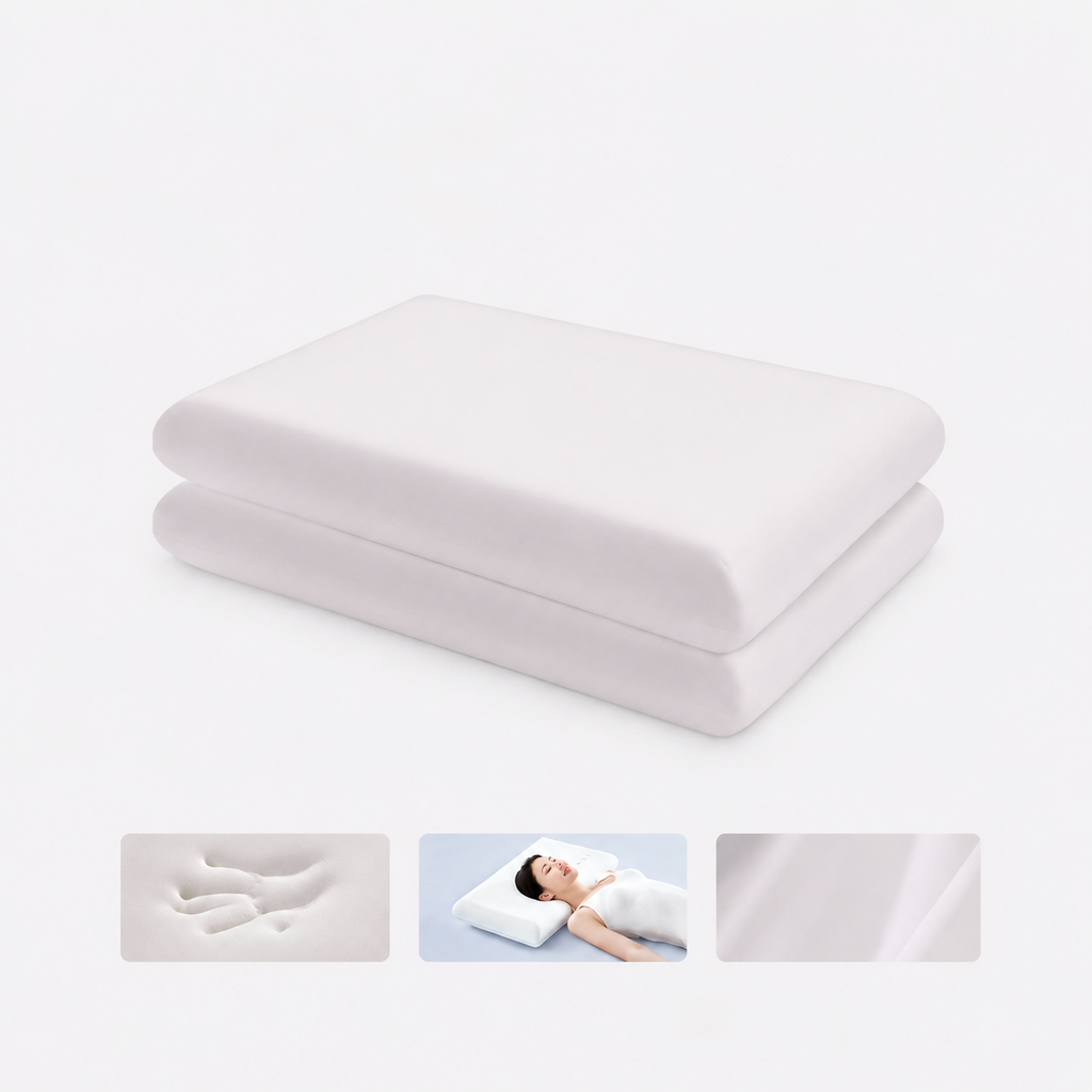 Cooling Wide-Surface Zero-Pressure Memory Foam Cervical Pillow for Deeper Summer Sleep, White