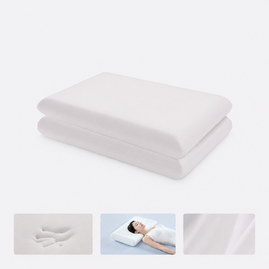 Cooling Wide-Surface Zero-Pressure Memory Foam Cervical Pillow for Deeper Summer Sleep, White