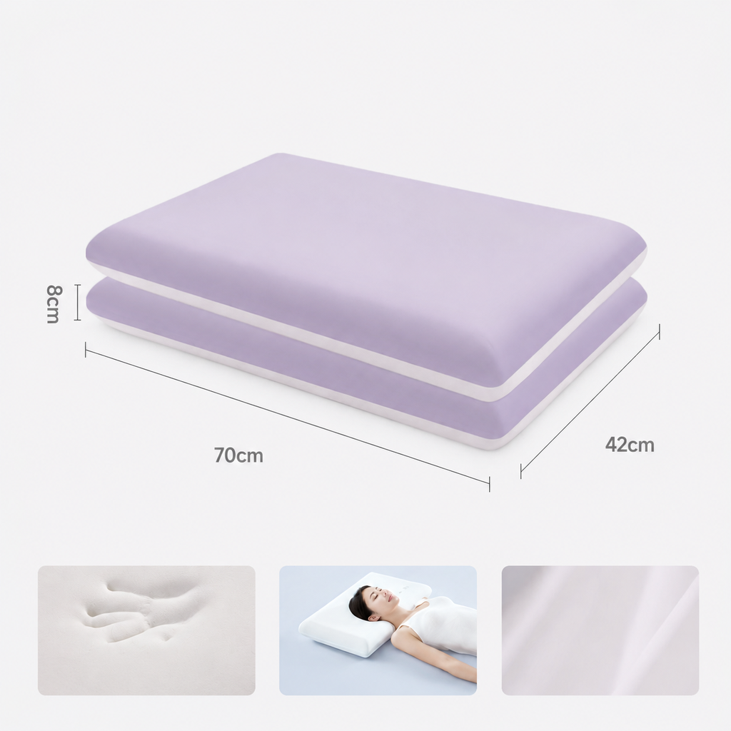 Cooling Wide-Surface Zero-Pressure Memory Foam Cervical Pillow for Deeper Summer Sleep, White