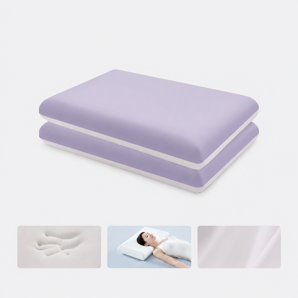 Cooling Wide-Surface Zero-Pressure Memory Foam Cervical Pillow for Deeper Summer Sleep, White