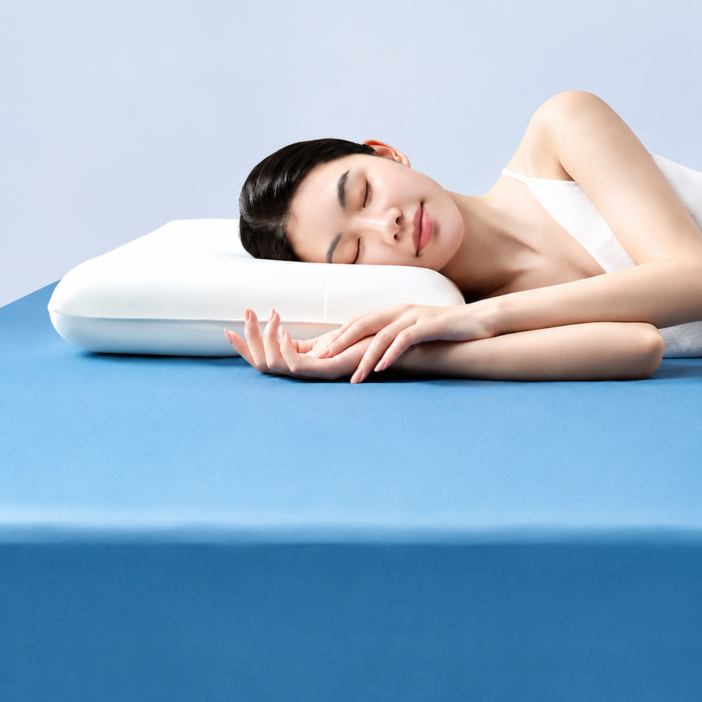Cooling Wide-Surface Zero-Pressure Memory Foam Cervical Pillow for Deeper Summer Sleep, White