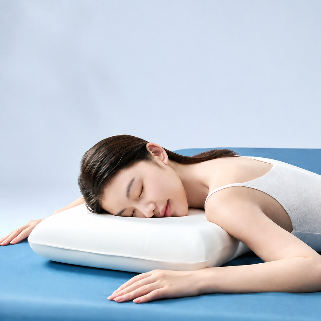 Cooling Wide-Surface Zero-Pressure Memory Foam Cervical Pillow for Deeper Summer Sleep, White