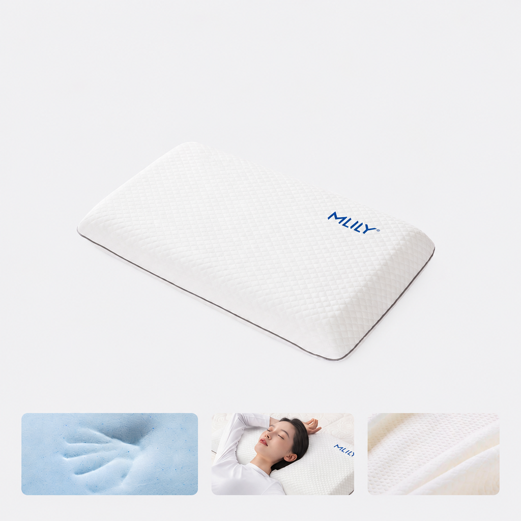 Memory Foam Zero-Pressure Gel Memory Cervical Pillow for Side Sleeping, Bread Pillow