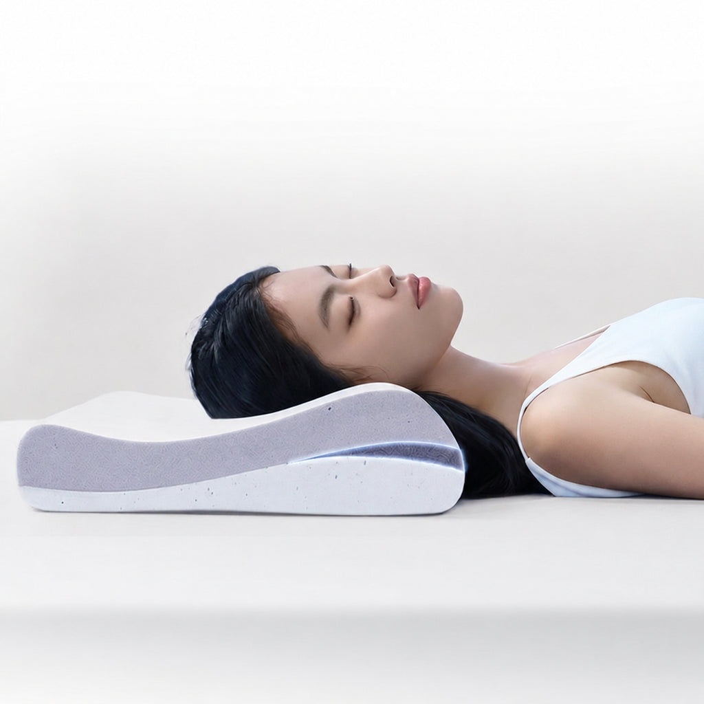 Cooling Little Wave Memory Foam Cervical Pillow for Cooler, Cradling, Pressure-Free Sleep, Wave/ Bread/ Wave/ Bread